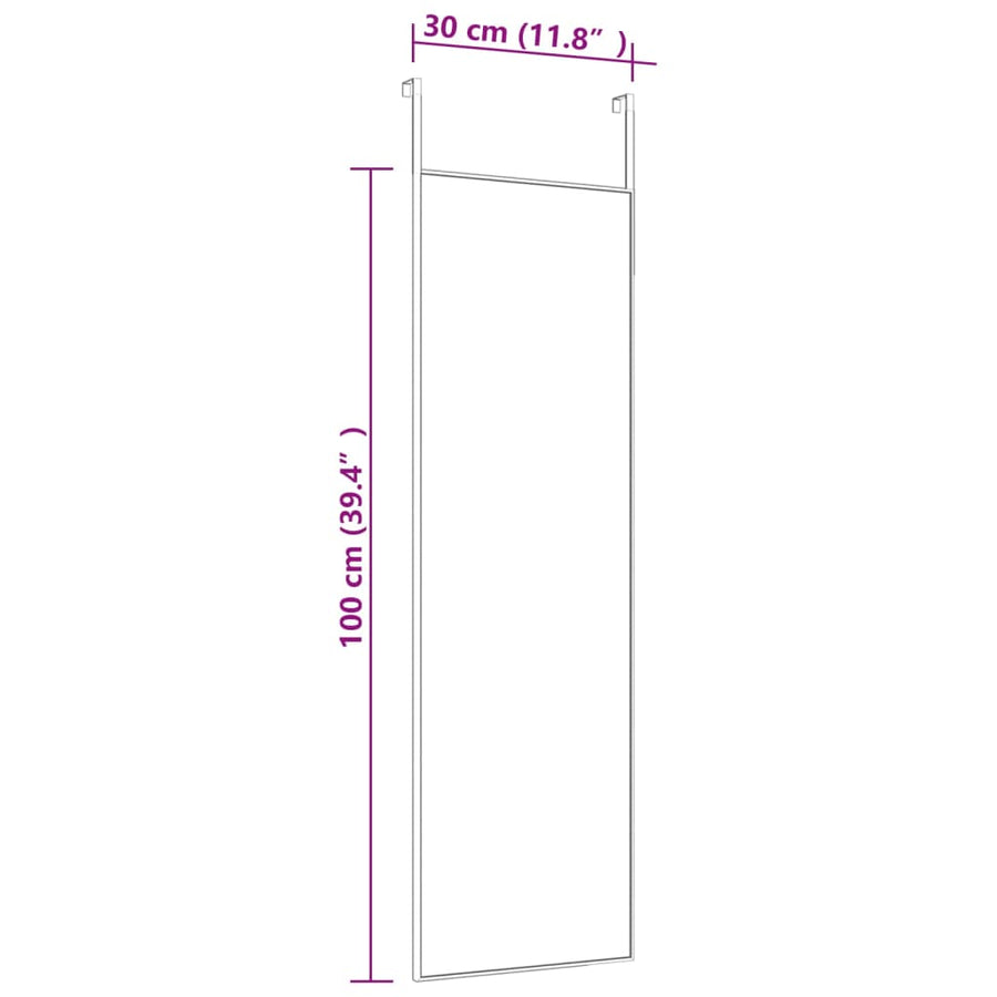 Deurspiegel 30x100 cm glas en aluminium goudkleurig 30 x 100 cm Goud