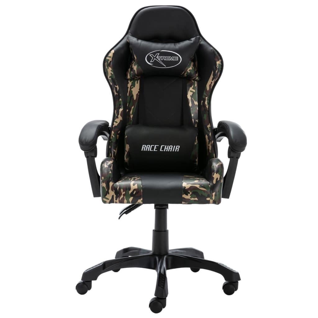 Racestoel Kunstleer Zwart En Camouflage