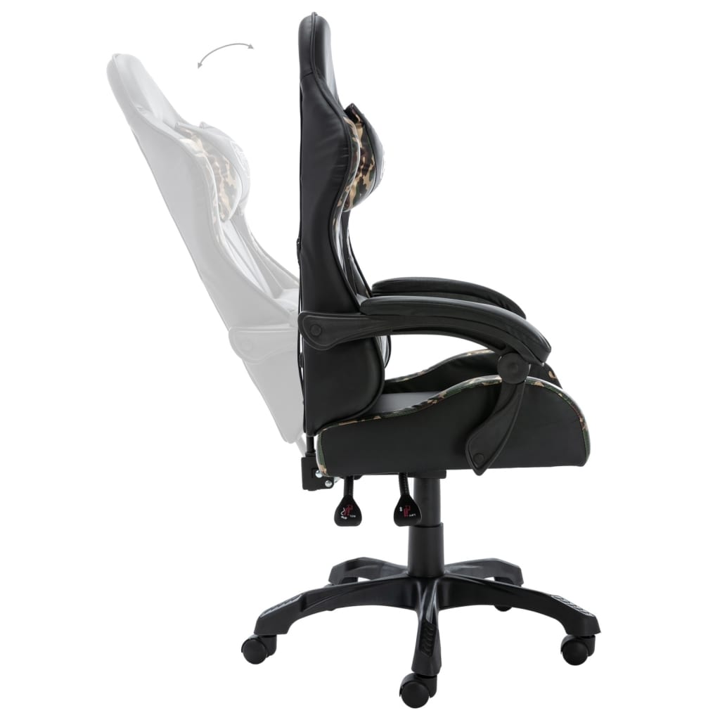 Racestoel Kunstleer Zwart En Camouflage
