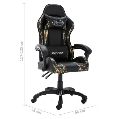 Racestoel Kunstleer Zwart En Camouflage