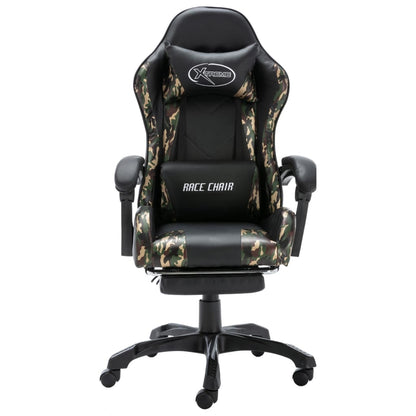 Racestoel Met Voetensteun Kunstleer Zwart En Camouflage
