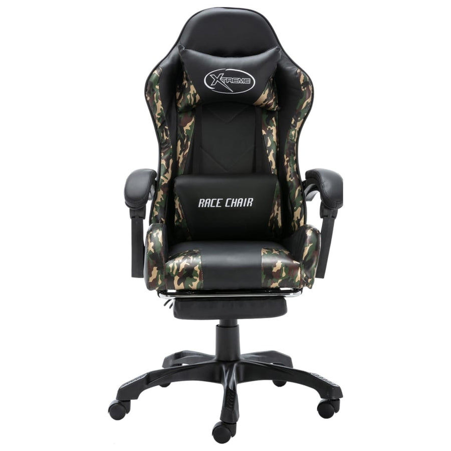 Racestoel Met Voetensteun Kunstleer Zwart En Camouflage