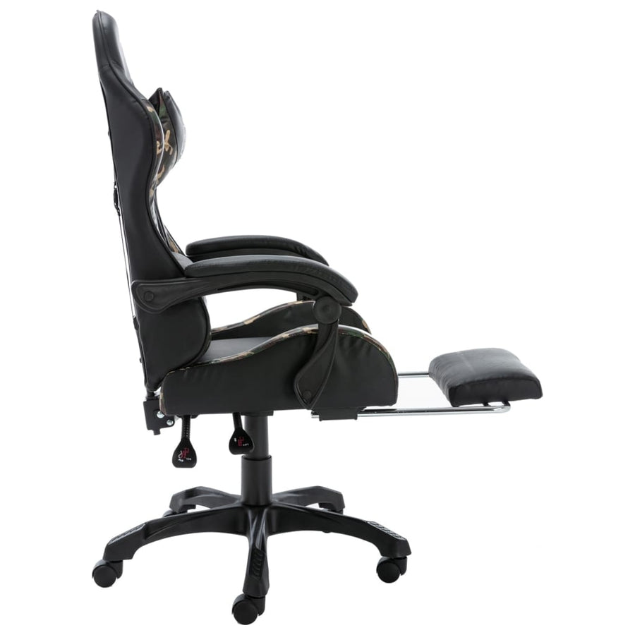 Racestoel Met Voetensteun Kunstleer Zwart En Camouflage