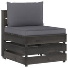Mid-bench sectional with cushions grey impregnated wood