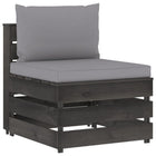 Mid-bench sectional with cushions grey impregnated wood
