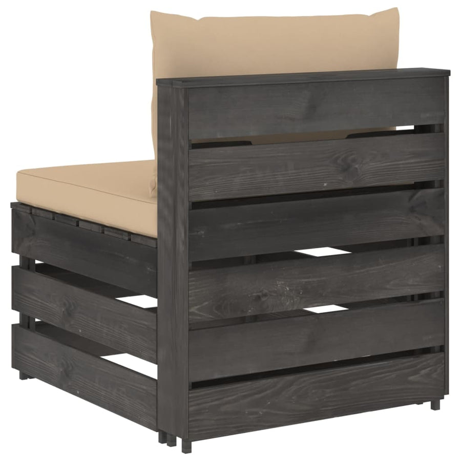 Sectioneel Met Kussens Geïmpregneerd Hout Beige en grijs Middenbank