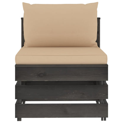 Sectioneel Met Kussens Geïmpregneerd Hout Beige en grijs Middenbank