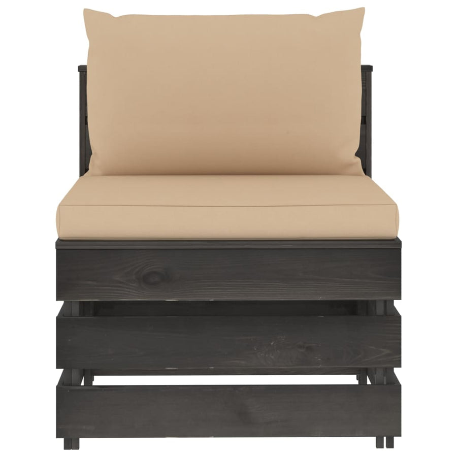 Sectioneel Met Kussens Geïmpregneerd Hout Beige en grijs Middenbank