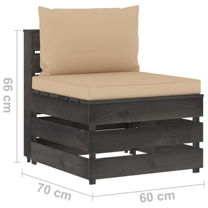 Sectioneel Met Kussens Geïmpregneerd Hout Beige en grijs Middenbank