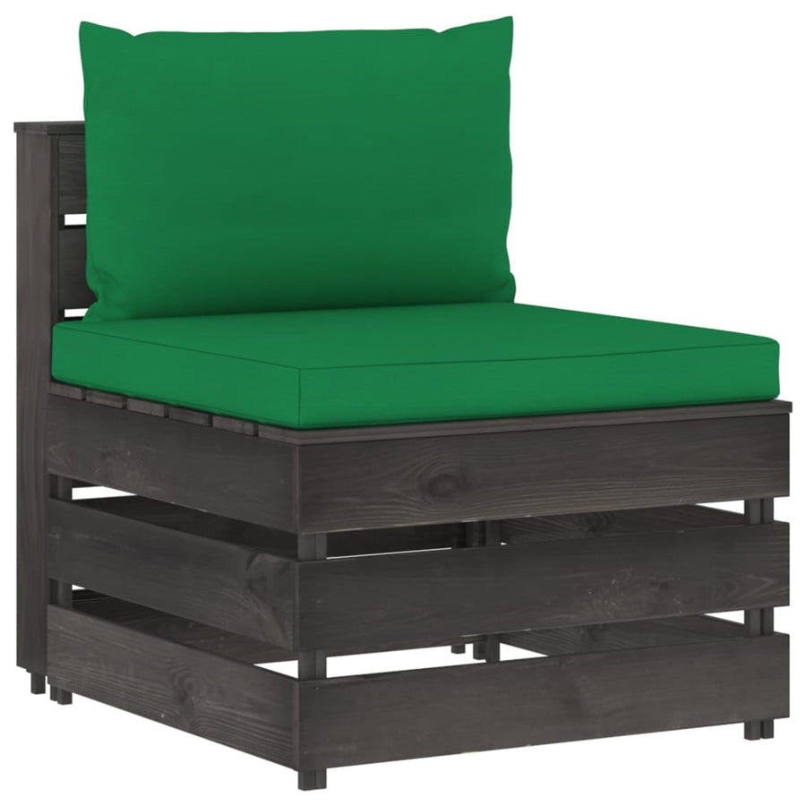 Sectioneel Met Kussens Grijs Geïmpregneerd Hout Groen en rood Middenbank