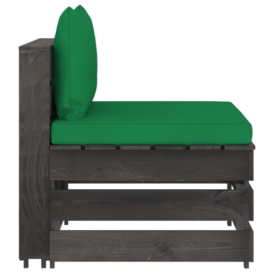 Sectioneel Met Kussens Grijs Geïmpregneerd Hout Groen en rood Middenbank