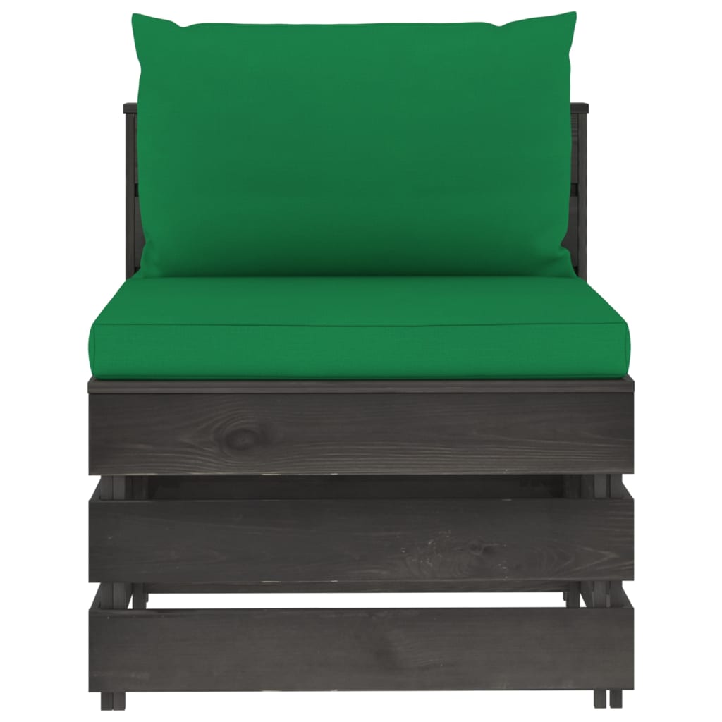 Sectioneel Met Kussens Grijs Geïmpregneerd Hout Groen en rood Middenbank