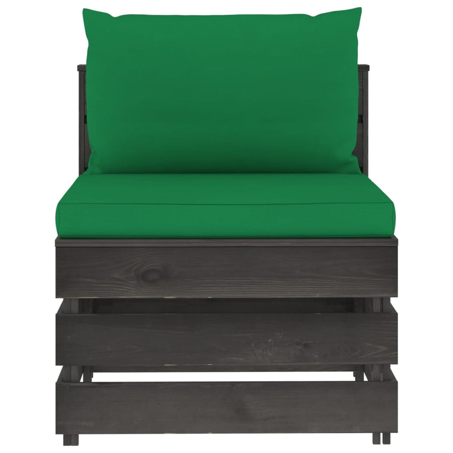 Sectioneel Met Kussens Grijs Geïmpregneerd Hout Groen en rood Middenbank