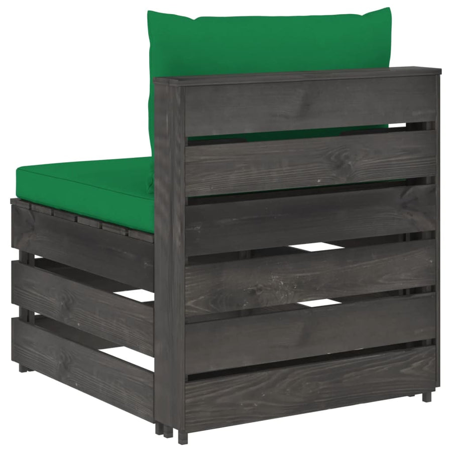 Sectioneel Met Kussens Grijs Geïmpregneerd Hout Groen en rood Middenbank