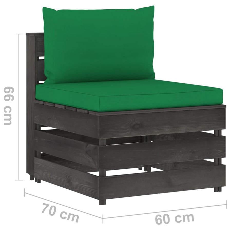 Sectioneel Met Kussens Grijs Geïmpregneerd Hout Groen en rood Middenbank