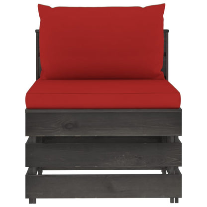 Sectioneel Met Kussens Geïmpregneerd Hout Rood en grijs Middenbank