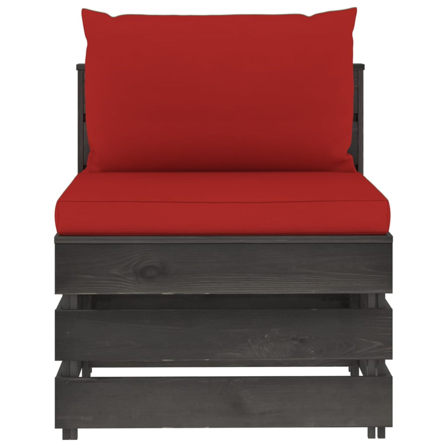 Sectioneel Met Kussens Geïmpregneerd Hout Rood en grijs Middenbank