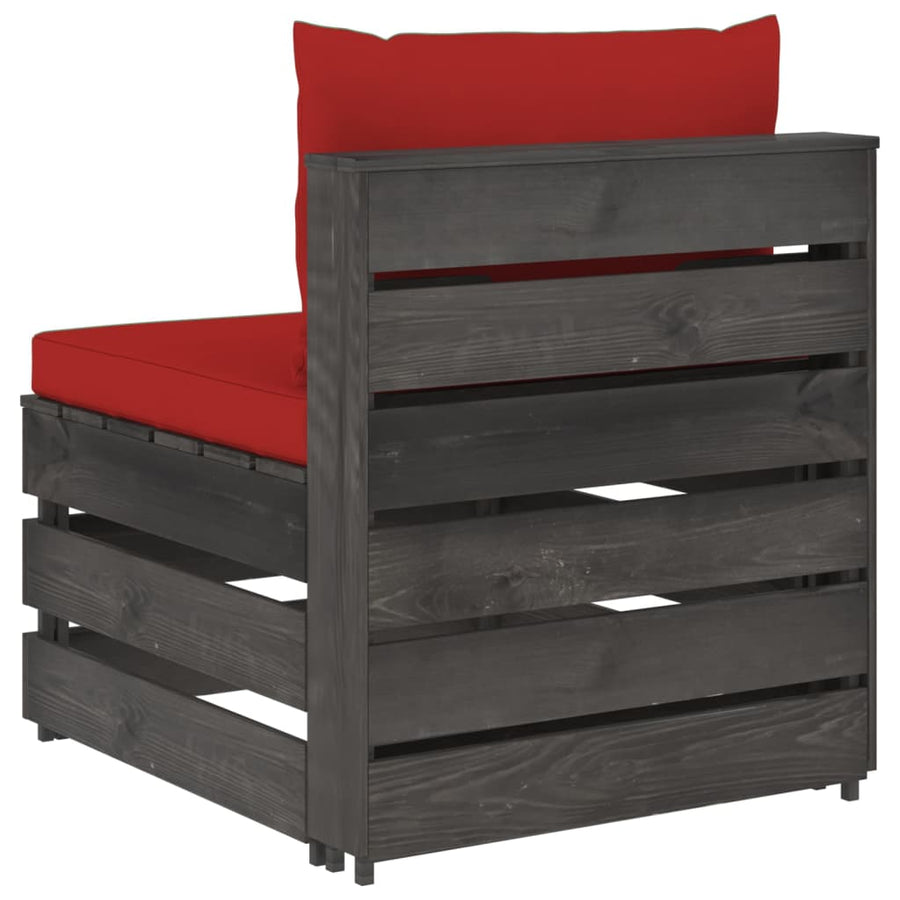 Sectioneel Met Kussens Geïmpregneerd Hout Rood en grijs Middenbank