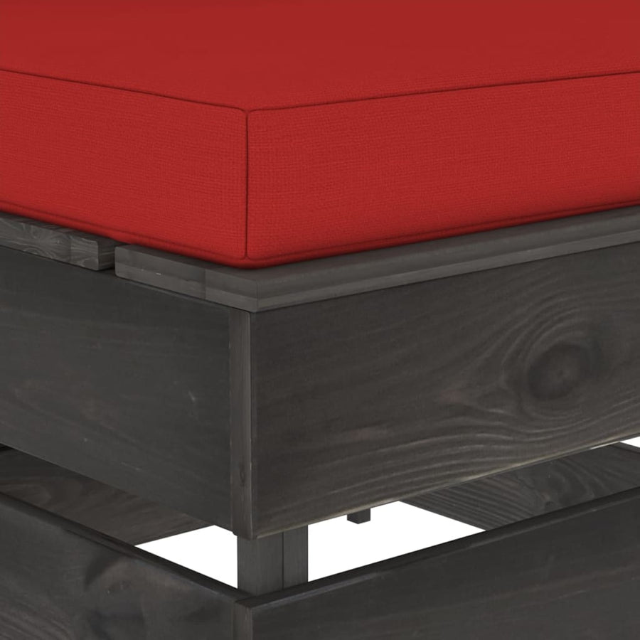 Sectioneel Met Kussens Geïmpregneerd Hout Rood en grijs Middenbank