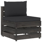 Mid-bench sectional with cushions grey impregnated wood