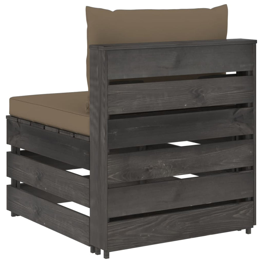 Sectioneel Met Kussens Geïmpregneerd Hout Taupe en grijs Middenbank