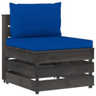 Sectional With Cushions Impregnated Wood Blue and Grey Middle Sofa