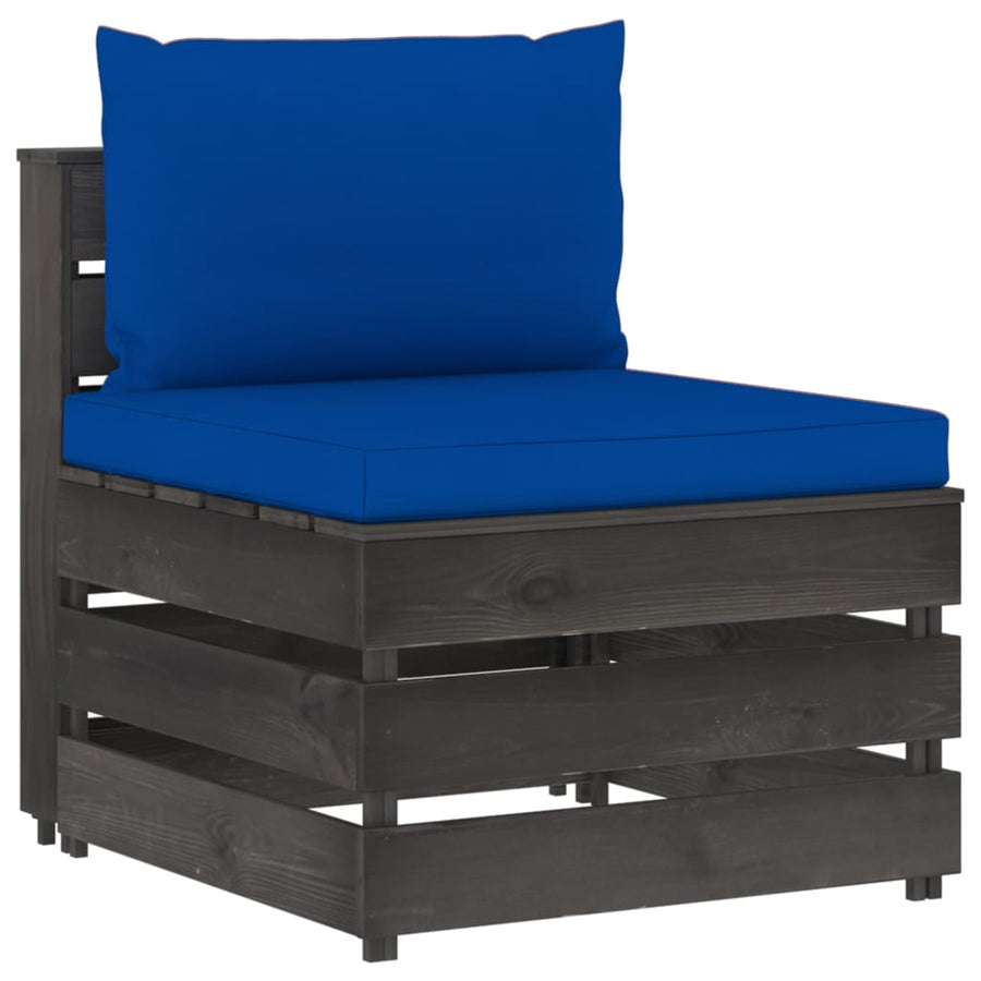 Sectioneel Met Kussens Geïmpregneerd Hout Blauw en grijs Middenbank
