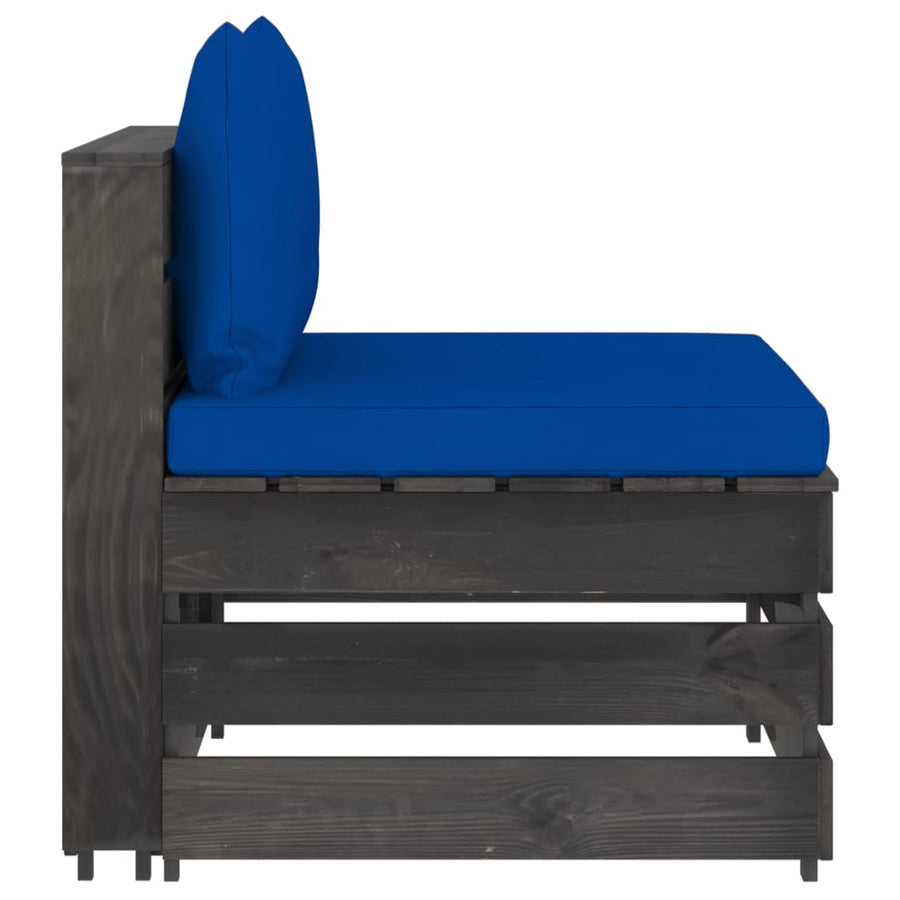 Sectioneel Met Kussens Geïmpregneerd Hout Blauw en grijs Middenbank