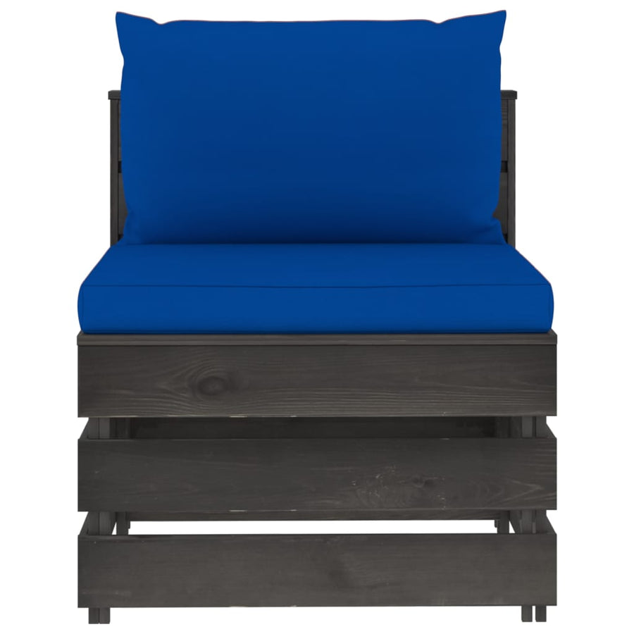 Sectioneel Met Kussens Geïmpregneerd Hout Blauw en grijs Middenbank