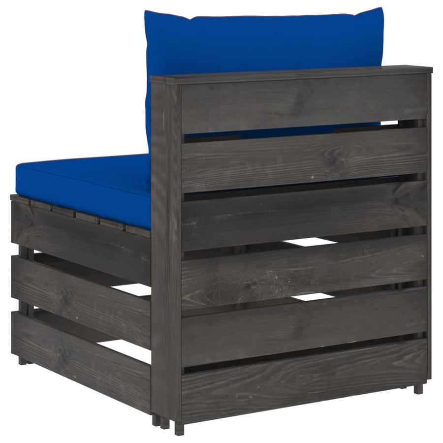 Sectioneel Met Kussens Geïmpregneerd Hout Blauw en grijs Middenbank