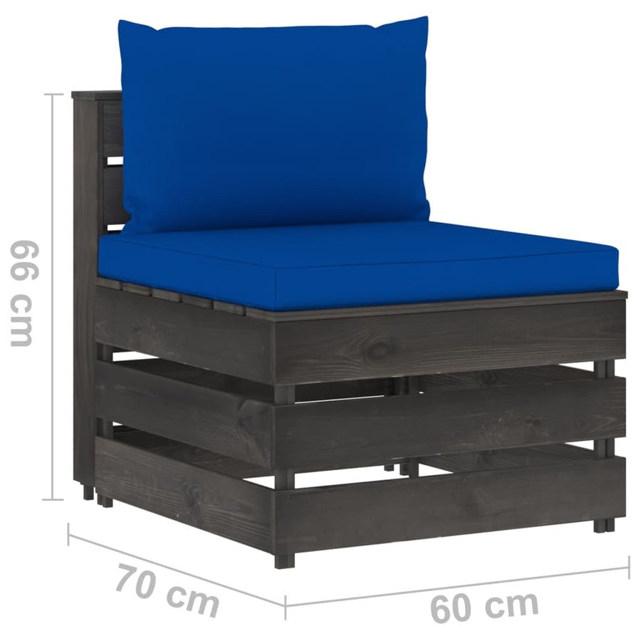 Sectioneel Met Kussens Geïmpregneerd Hout Blauw en grijs Middenbank