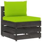 Sectional With Cushions Impregnated Wood Bright Green and Gray