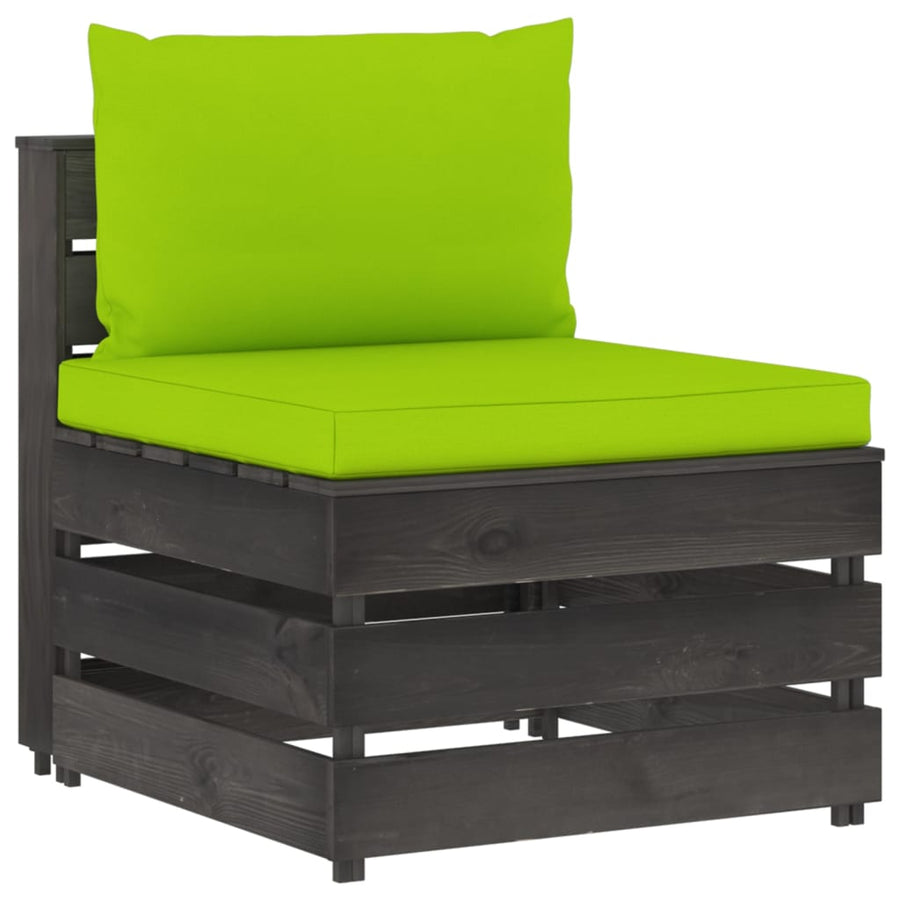 Sectioneel Met Kussens Geïmpregneerd Hout Felgroen en grijs