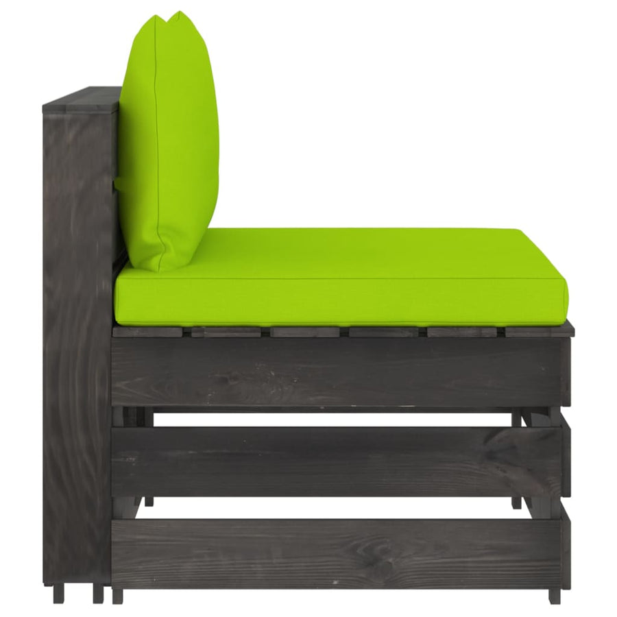 Sectioneel Met Kussens Geïmpregneerd Hout Felgroen en grijs