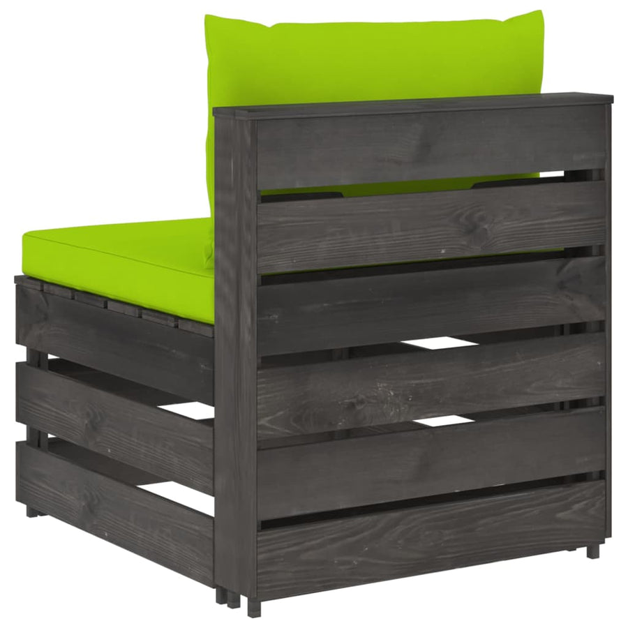 Sectioneel Met Kussens Geïmpregneerd Hout Felgroen en grijs
