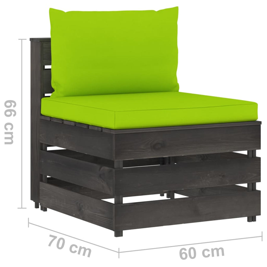 Sectioneel Met Kussens Geïmpregneerd Hout Felgroen en grijs