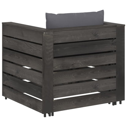 -Delige Loungeset Met Kussens Geïmpregneerd Hout Antraciet en grijs