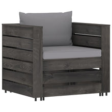 -Delige Loungeset Met Kussens Geïmpregneerd Hout Grijs