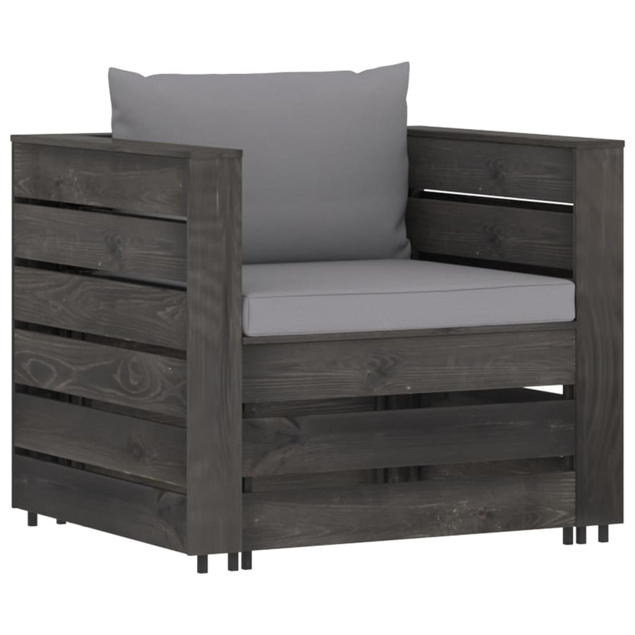 -Delige Loungeset Met Kussens Geïmpregneerd Hout Grijs