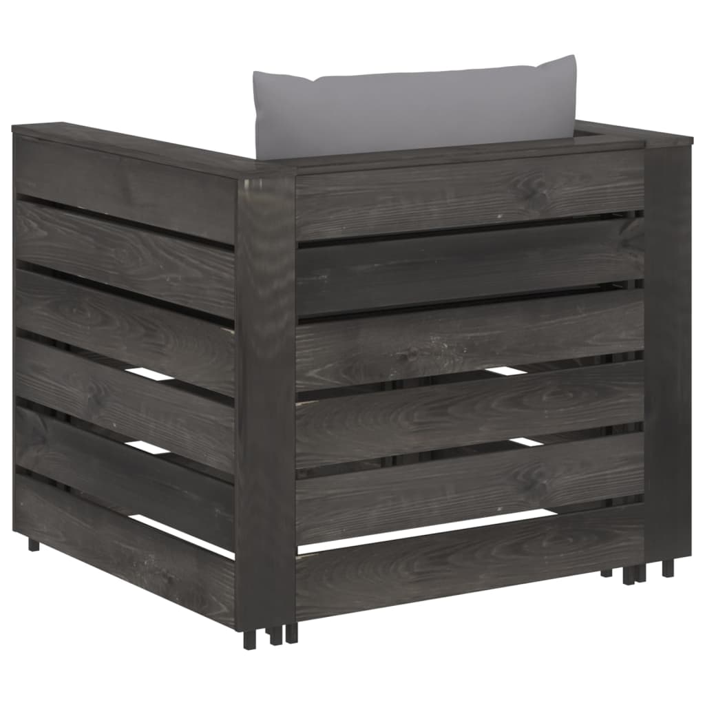 -Delige Loungeset Met Kussens Geïmpregneerd Hout Grijs