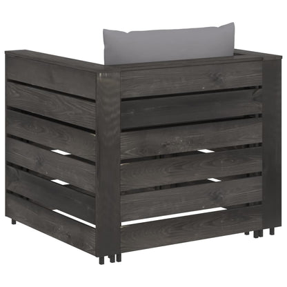 -Delige Loungeset Met Kussens Geïmpregneerd Hout Grijs