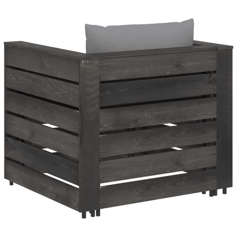 -Delige Loungeset Met Kussens Geïmpregneerd Hout Grijs