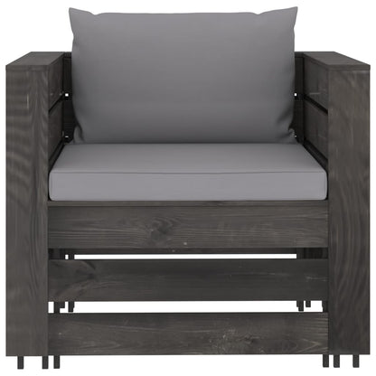 -Delige Loungeset Met Kussens Geïmpregneerd Hout Grijs