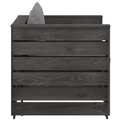 -Delige Loungeset Met Kussens Geïmpregneerd Hout Grijs