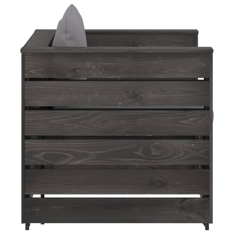 -Delige Loungeset Met Kussens Geïmpregneerd Hout Grijs