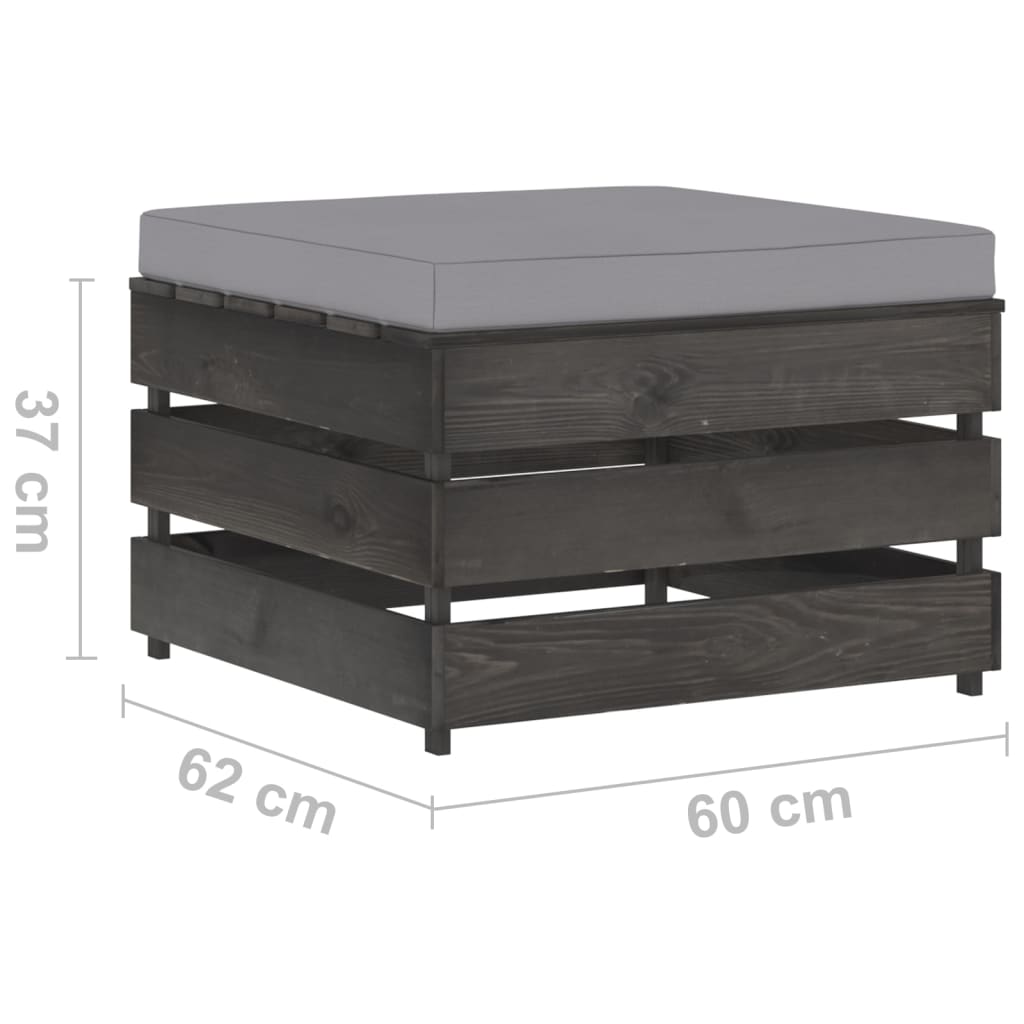 -Delige Loungeset Met Kussens Geïmpregneerd Hout Grijs