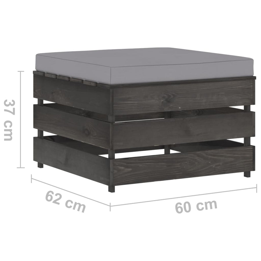 -Delige Loungeset Met Kussens Geïmpregneerd Hout Grijs
