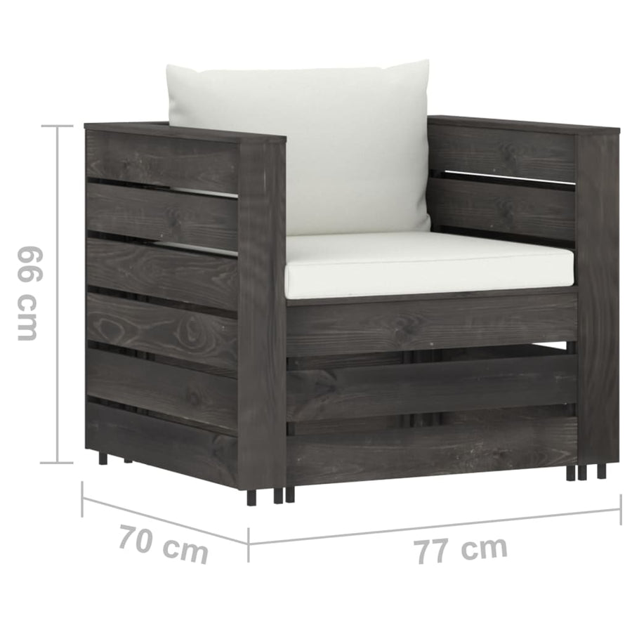 -Delige Loungeset Met Kussens Geïmpregneerd Hout Crèmekleurig en grijs