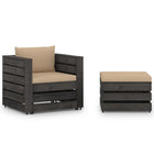 Loungeset With Cushions Impregnated Wood Beige and Grey