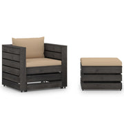 Loungeset 2-delig geïmpregneerd hout grijs beige